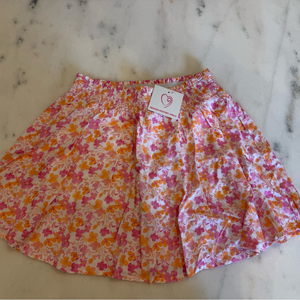 Design History Pink and Orange Floral Skort